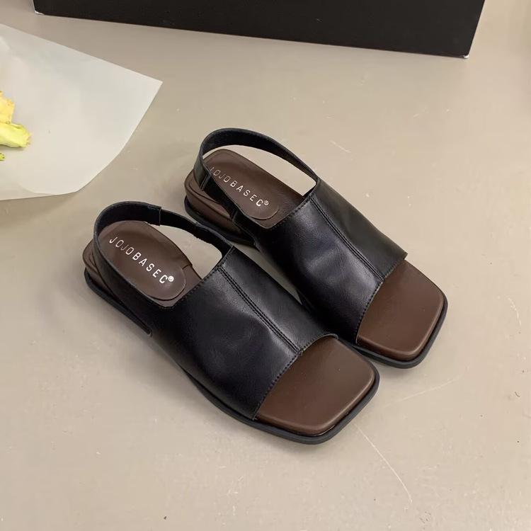 

Soft-soled sandals women s summer wear 2025 French stunning fairy style with skirt travel seaside Roman shoe tide 35 чёрный