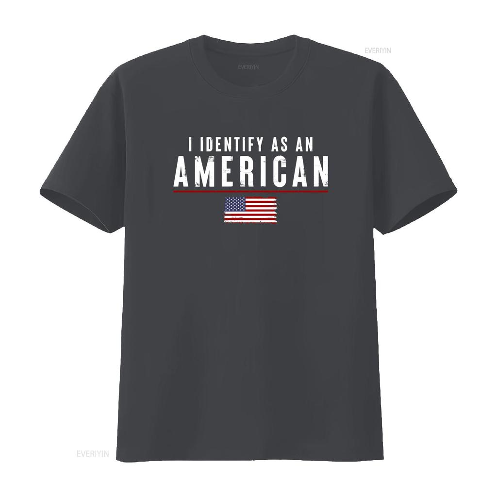 Patriotic American Flag T Shirt for Men I Identify As An vintage Washed Stretched Stylish Versatile streetwear Casual