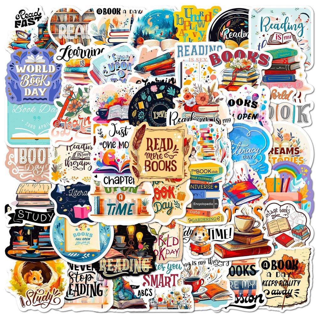 50 Reading Text Stickers Learn Reading Reading Reading Hobby Book Book Decoration