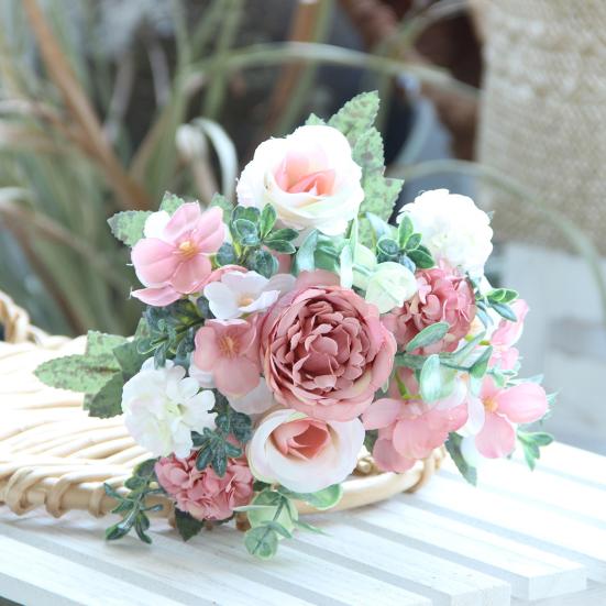 Simulated Flowers Bouquet Bright Colors High Simulation No Withering Fading Fake Flower Home Office Decor