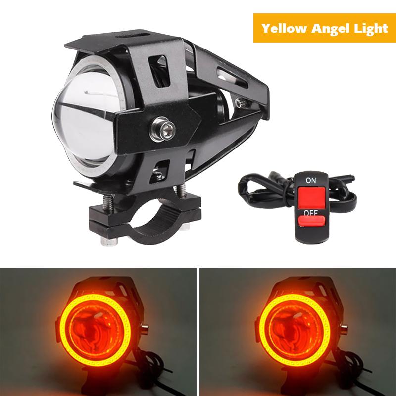U7 LED Motorcycle Headlight Angel Eyes Spotlight Headlamp Super Bright Fog Lights Spotlights U7 Mini Moto Auxiliary Driving Lamp