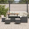 9-piece Garden Sofa Set with Black Polyester Cushions Poly Rattan Acacia, 2-seater Garden Sofa 3362270