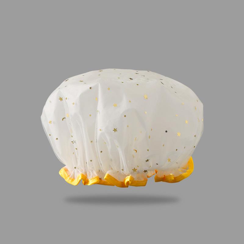 Cuffia da doccia impermeabile per bagno Cuffia per capelli elastica per cappello da bagno addensata per donna Bellezza Parrucchiere Dot Prodotti Accessori per il bagno