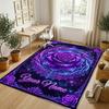 Purple Leopard Theme Soft Crystal Velvet Rug Custom Name & Text Print Non Slip Floor Rug for Bedroom Living Room