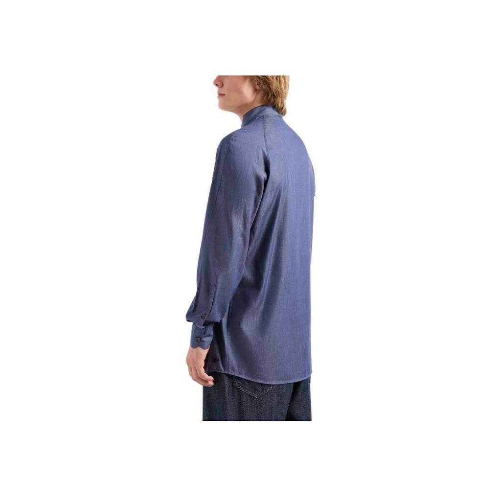 Emporio Armani Solid Color Chest Pocket Single-Breasted Long Sleeve Shirt Men shirts Blue 3D1CP1-1DAAZ-10941