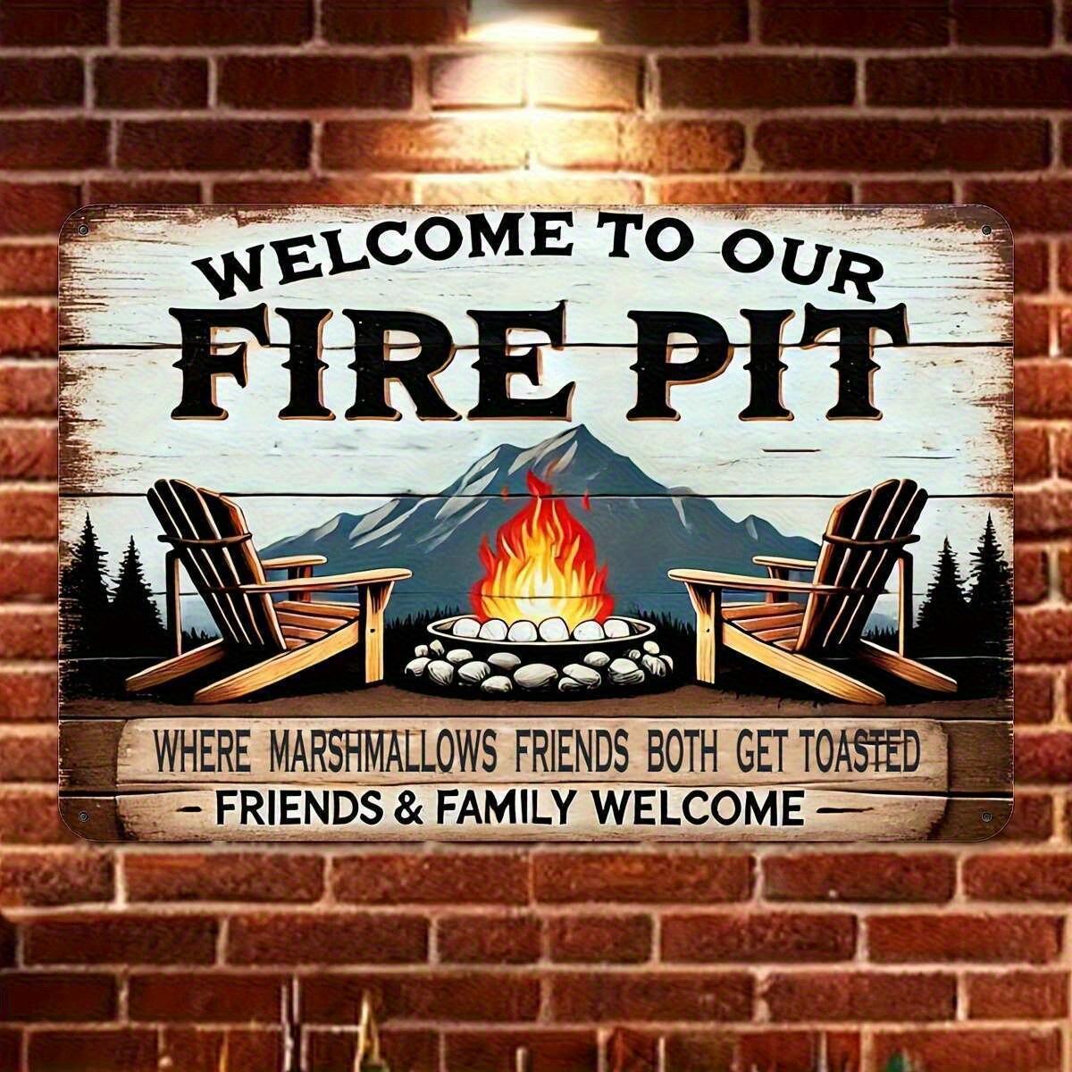 

Welcome to Our Fire Pit Vintage Aluminum Sign Perfect for Outdoor Wall Decor Yard Porch Street 20x30cm（7.8x11.8inch）