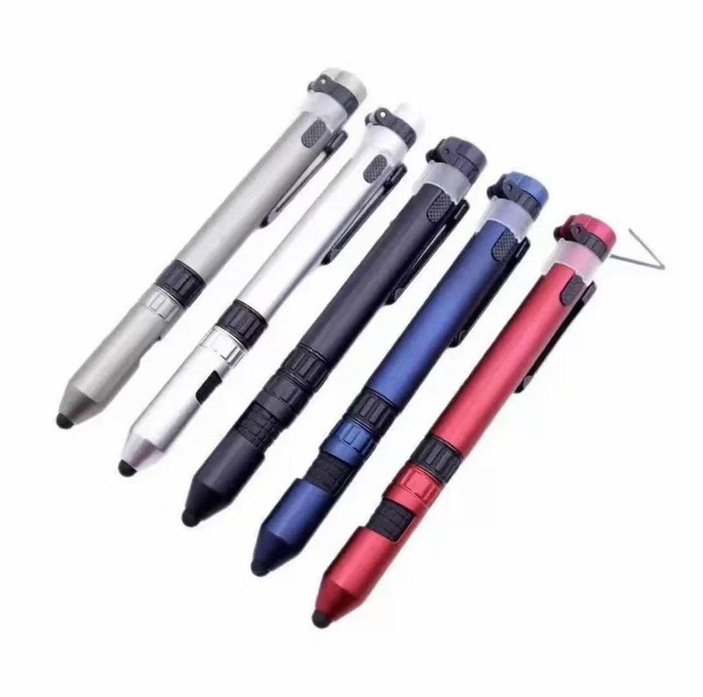 Six-in-One Outdoor Tool: Compass Ballpoint Pen with Light