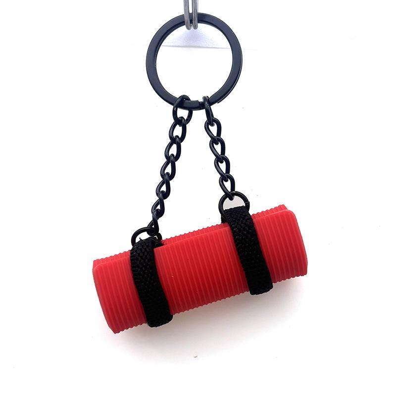 [HF][LA]1Pc Yoga Mat Mini Foam Roller Keyring Sports Style Silicone Foam Keychain Trinket Creative How To Yoga Keychain