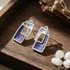 Popular literary and retro double-layer box retro enamel ear hook daily versatile personality niche earrings