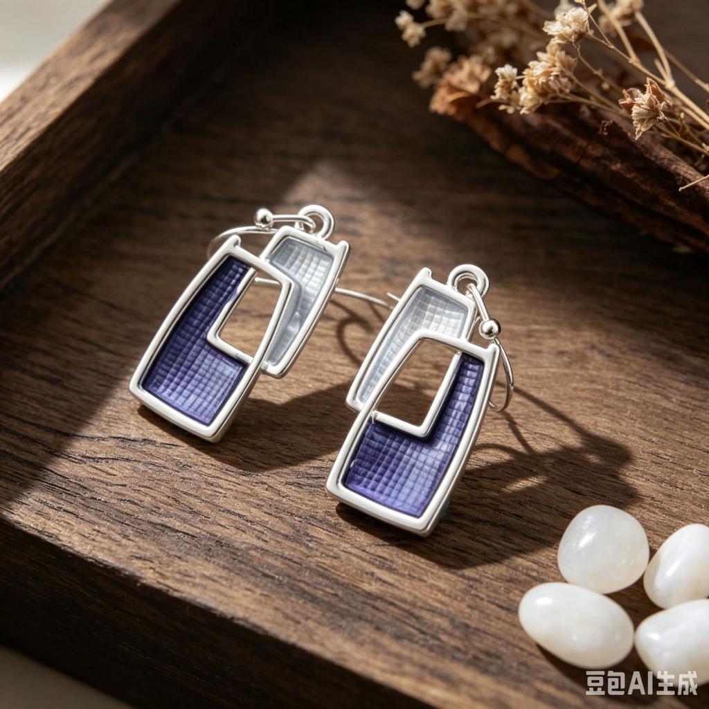 Popular literary and retro double-layer box retro enamel ear hook daily versatile personality niche earrings