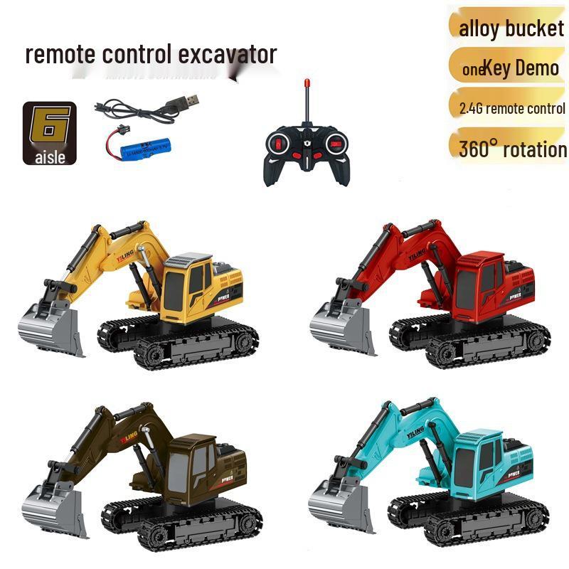 Alloy Remote Control Excavator Digger Vehicle Toy Bulldozer for Kids - Free Shipping