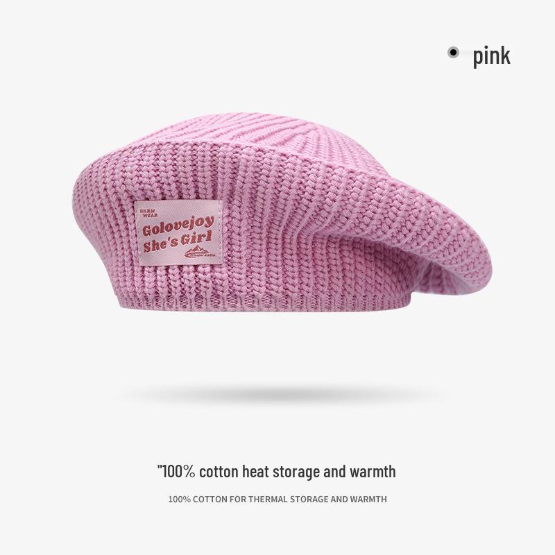 

Женский универсальный вязаный берет в корейском стиле - Ветрозащитный, Защищающий уши, Чистый хлопок и шерсть One Size