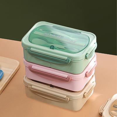 Double Layer Portable Lunch Box For Kids With Fork and Spoon Microwave Bento Boxes Dinnerware Set Food Storage Box Container