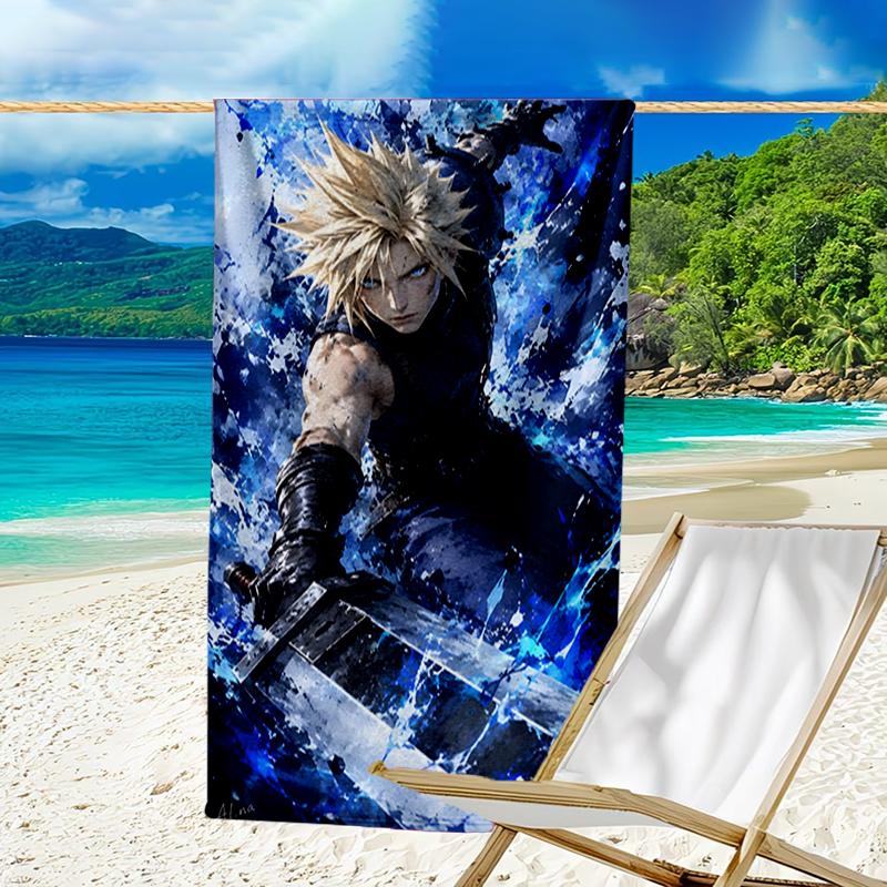 Cloud's Fantasy Journey Game Beach Towel - Soft, Absorbent Microfiber, Lightweight, Ideal for The Beach, Parties, Travel, Camping fan gifts