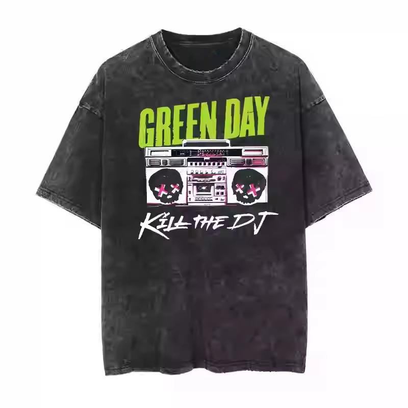 

Футболка з принтом гурту Green Day, випрана, ретро, стара, з коротким рукавом, рок, панк, для пари, зручна, вільна, модна, чоловічий одяг 3XL