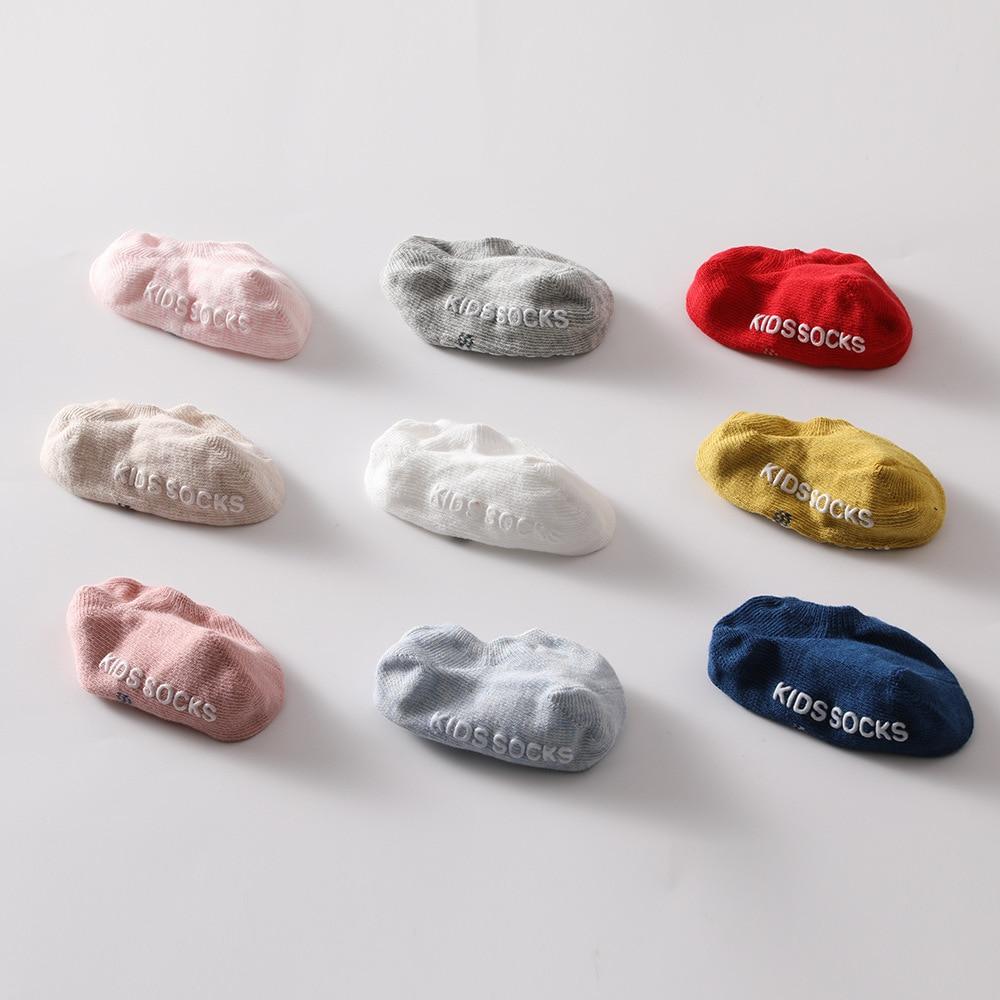 Nuovi Calzini da Barca per Bambini Tinta Unita Gomma Antiscivolo Calzini da Pavimento Cotone Corti Unisex Bambini Bambine Neonato Bambino Piccolo Calzini 1-3 anni