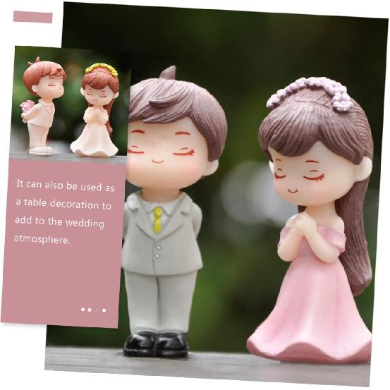 EXCEART 10 Pairs Doll Ornaments Lover Figurine Mini Figures Wedding Bride Groom Figurines Miniatures Bridal Bride Cake Decor PVC Boy Girl Modeling