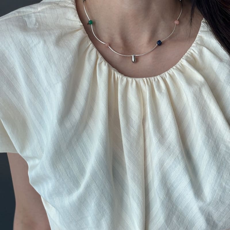 RER Color Stone Wave Necklace