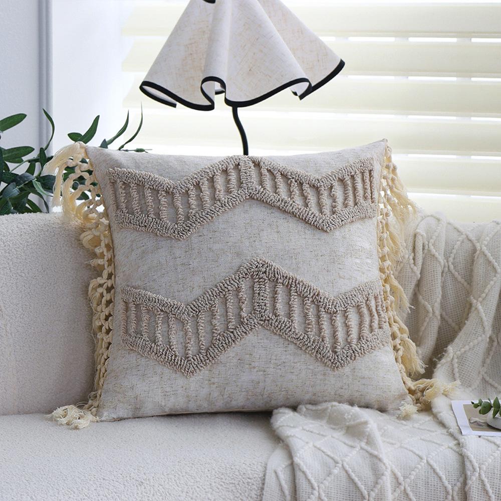 Nordic Tufted Pillowcase Cojines Geometric Simple Embroidered Fringe Morocco Sofa Cushion Cover Headboard Pillowcases 45x45cm