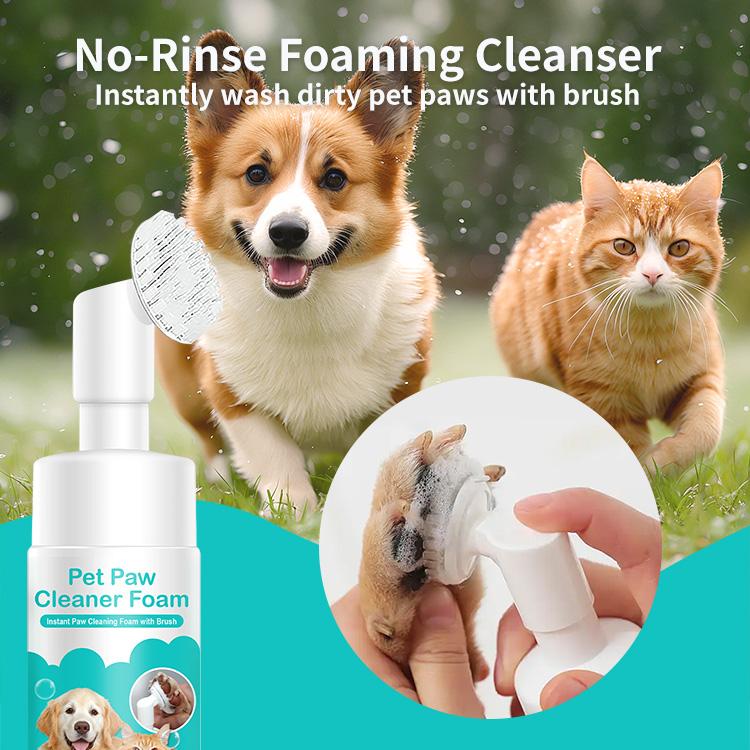 Pet Paw Cleaner Foam-No-rinse Foaming For Cleanser Instantly Wash Dirty Pet Paws With Brash-Suitable For Dog And Cats, 100ml