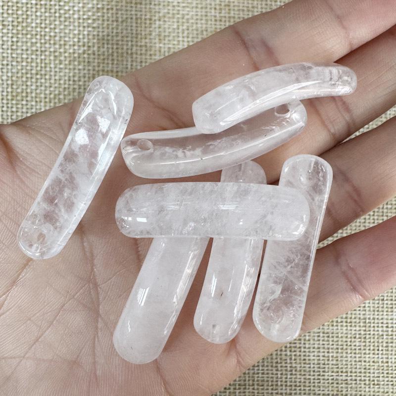 Natural Amethyst & Rose Quartz Bent Tube Connector for DIY Bracelets