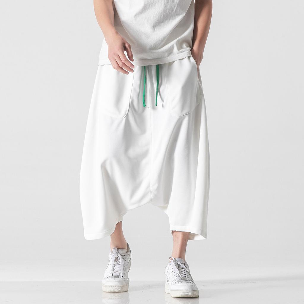 Pantaloni Larghi Harajuku a Gamba Larga Uomo Hip Hop Pantaloni Lunghi fino al Polpaccio Monocolore Uomo Jogging Streetwear Pantaloni Tuta Casual Uomo