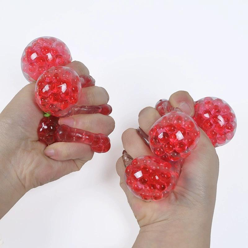 Toys Kids Childrens Strawberry Squishy Stress Ball Fidget Toy, Cute Fruit Squeeze Toy with Water Beads, Sensory Fidget for Adults