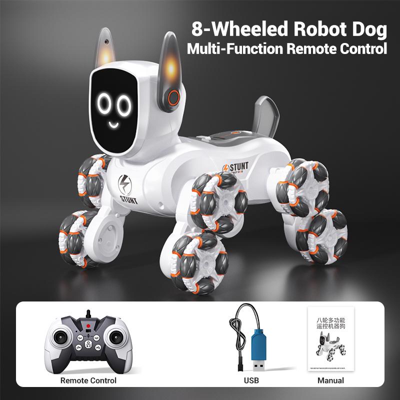 

2025 Новый восьмиколесный детский робот-собака Q193 с дистанционным управлением, перезаряжаемый, музыкальный, светодиодный, игрушка на радиоуправлении для подарков на день рождения для детей от 8 лет