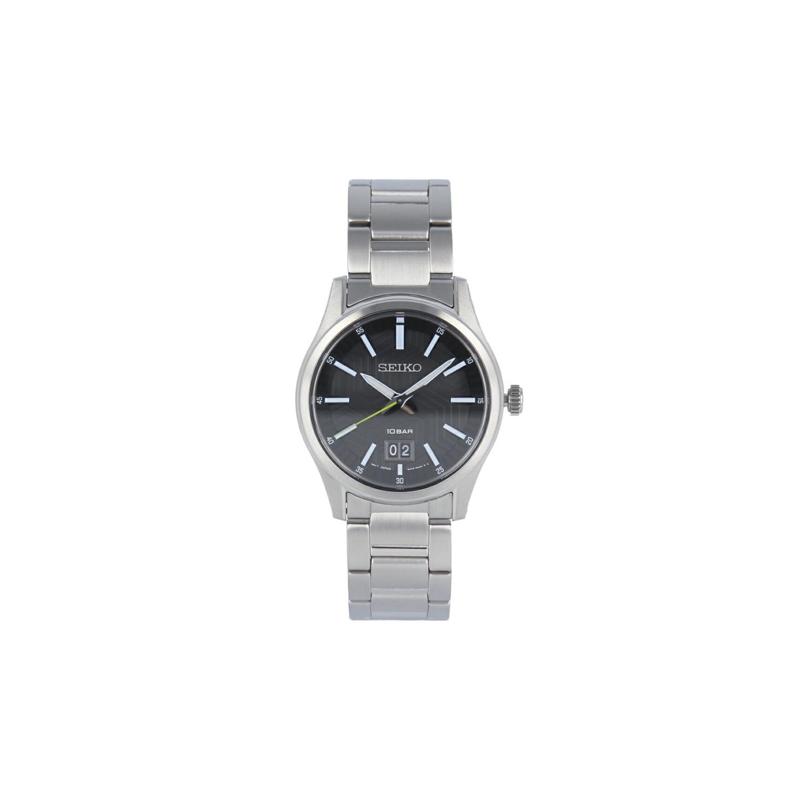 SEIKO waterproof Quartz Steel Strap men s watch black dial SUR535P чёрный