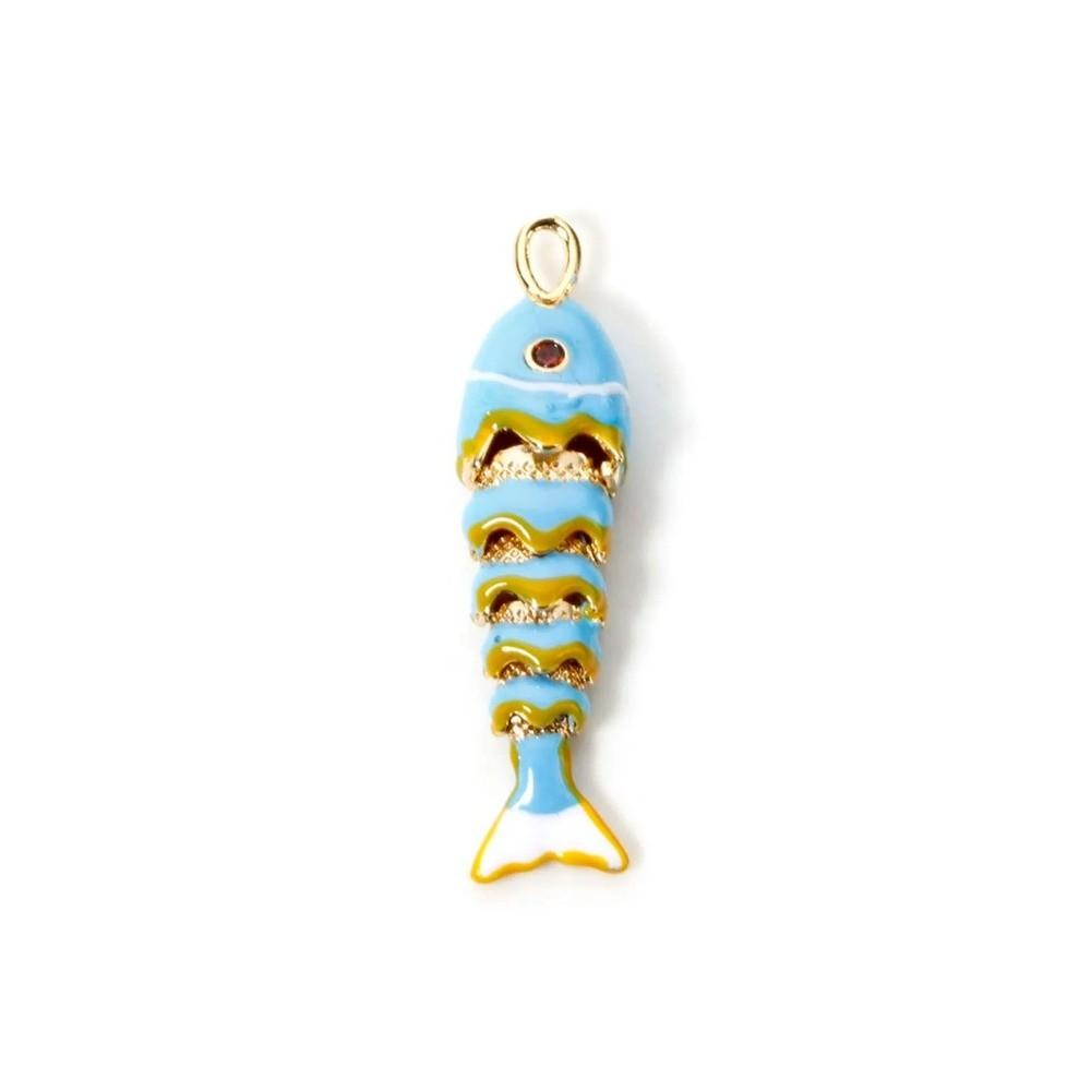 3D Plated Enamel Fish Charms Carp Drip Oil  Fish Bag Pendant Movable Mini Metal Fish  Key Ring