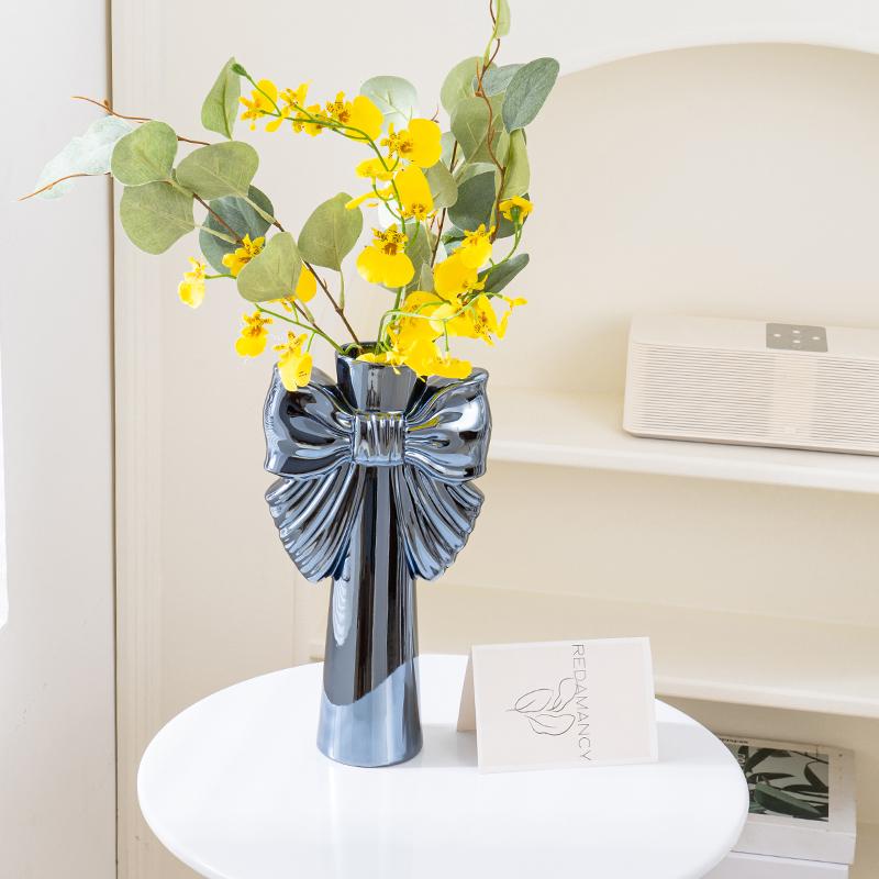 28cm Modern-Minimalistische Schleife Keramikvase, Perfekte Büro Wohnzimmer Dekoration, Ideal Hydrokulturpflanzen & Heimdekor