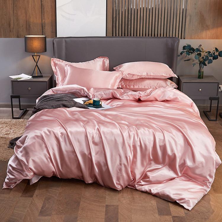 Luxury Satin Bedding Set King Queen Size Bed Cover Flat Sheet Pillowcase for Sleep Home Decro Mulberry Silk Bed Sets
