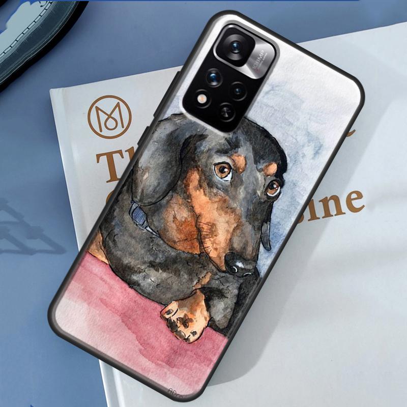 Cartoon Dachshund Sausage Dog Case For Xiaomi Redmi Note 14 13 11 9 10 12 Pro 9S 10S 11S 12S Redmi 10C 12C 13C 14C Cover
