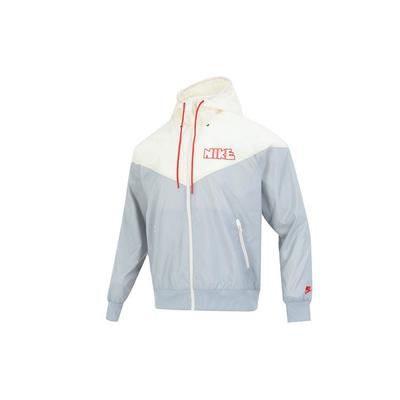 Giacca Sportiva con Cappuccio Ricamata con Logo a Lettere Colorblock Uomo Giacche Grigio DX0695-077