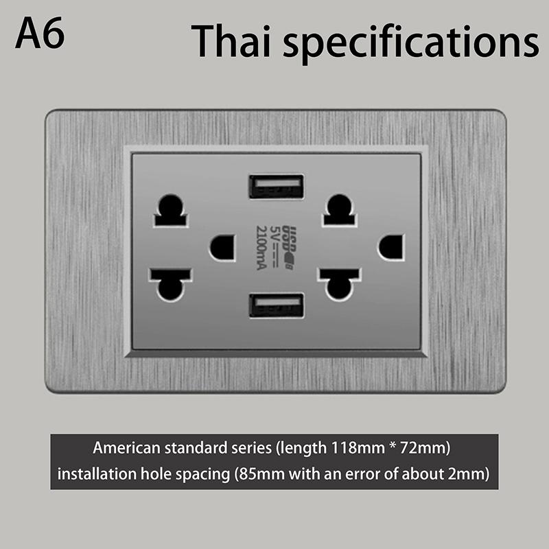 5V 2.1A Usb Type-C Charger Thailand Standard 118Mm Household Panel Thai Universal Wall Switch Power Switch Socket Series