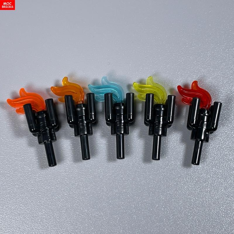 MOC Blocks Trans Leather Flame Fire Torch 2566 64647 4cm Figure Construction Bricks DO IT YOURSELF Playthings Ideal For Kids Dolls Gifts