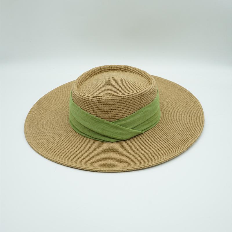 Japanese French Retro Cotton And Linen Cloth Fine Paper Woven Flat Top Top Top Hat Women'S Summer Sunshade Anti-Sun Korean Version Wide-Brimmed