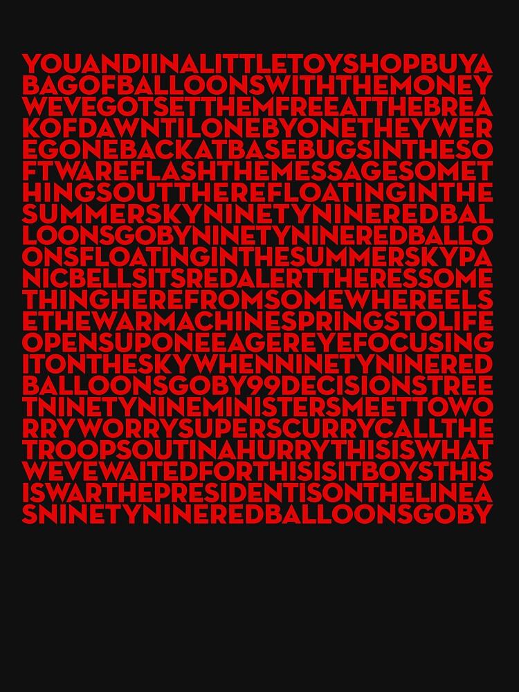 Nena 99 Red Balloons - Nena (lyrics) V.6 Classic T-Shirt