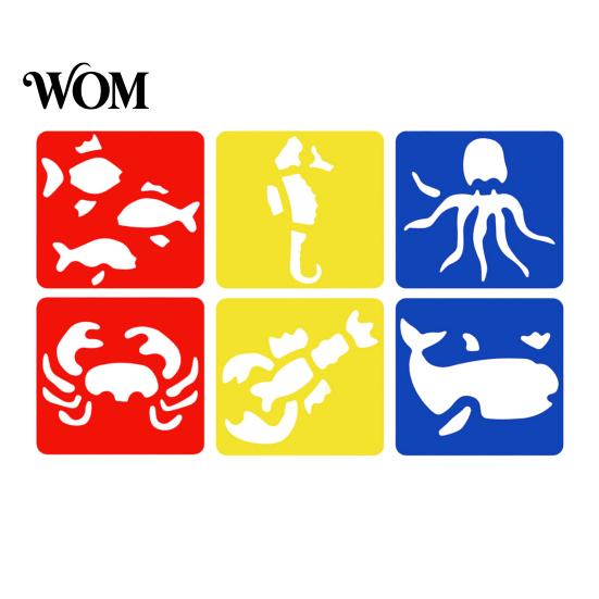 Reusable Paint Stencil 6 Pcs Painting Template Stencils, 5.5x5.9 Inch Washable DIY PP Plastic Art Stencils for Wood Paper Fabric, Home Decor