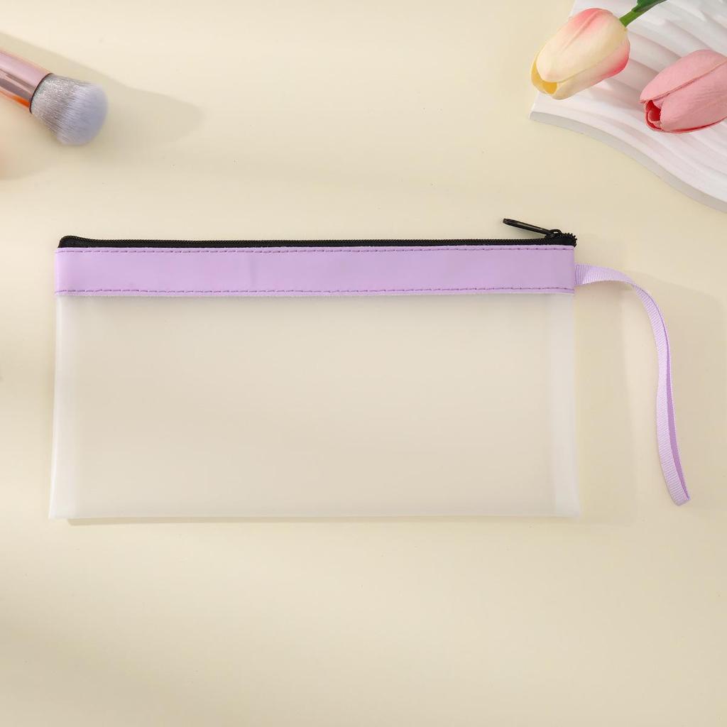 Korean Style TPU Pencil Case - Large Capacity Frosted Zipper Bag for Students