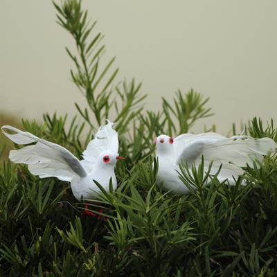 White Lifelike Artificial Bird Figurine Realistic Feathered Fake Peace Birds Ornaments for Christmas Tree Wedding Decor
