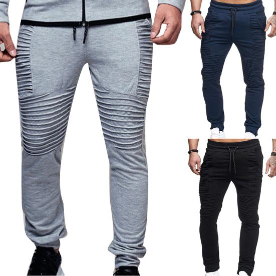 Pantalon de survêtement respirant couleur unie cordon de serrage taille élastique pantalon skinny d'extérieur pour la salle de sport