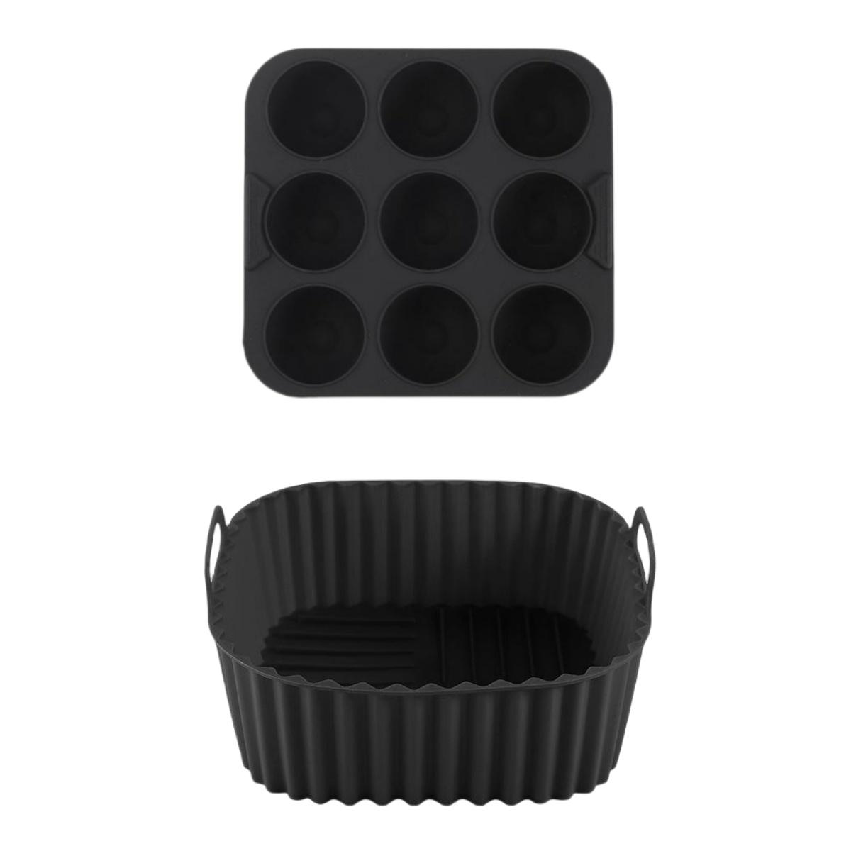 

2pcs Silicone Air Fryer Liners & Muffin Pan Set Reusable Baking Trays Non-Stick Cupcake Molds for Airfryer Cooking Kitchen Tools