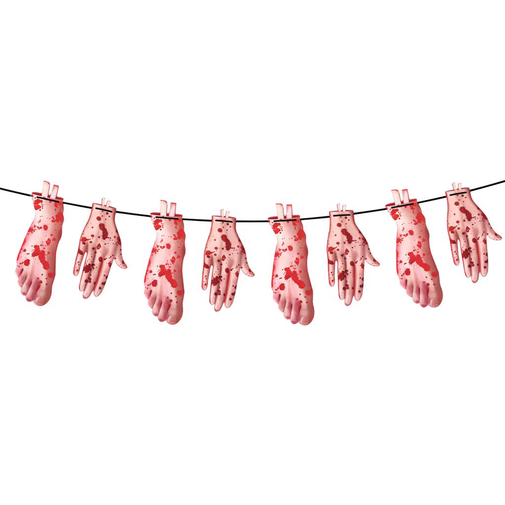 10FT Halloween Bloody Banner Scary Hand & Foot Hanging Banner Halloween Bloody Garland Banner for KTY