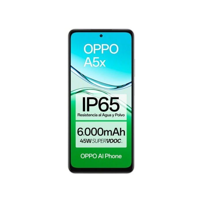 Smartphone OPPO A5x 4GB 128GB Smartphone 6.67" HD+ 45W 6000mAh Resistente IP65 Android 15 Blanco