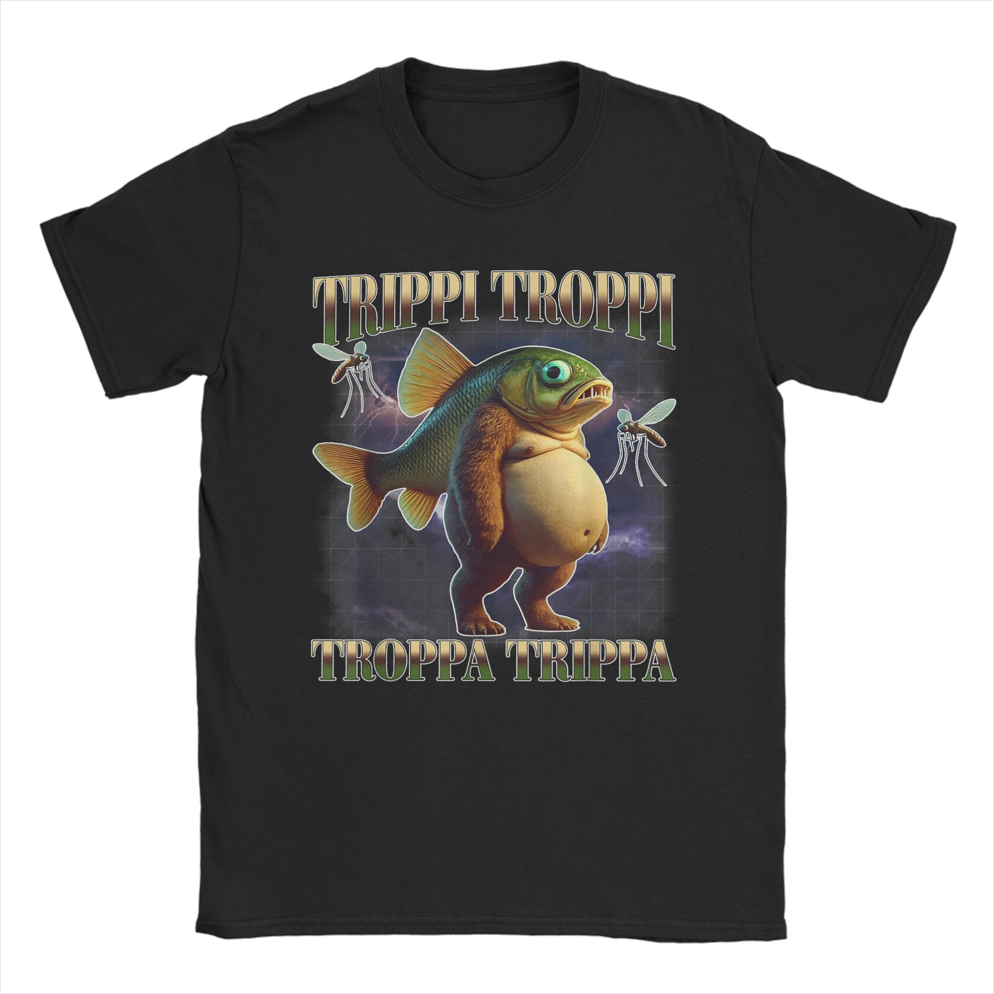 

Trippi Troppi Fish Italian Brainrot Meme T Shirt Men Pure Cotton T-Shirts Round Neck Tee Shirt Short Sleeve Clothing 4XL 5XL 5XL різнокольоровий