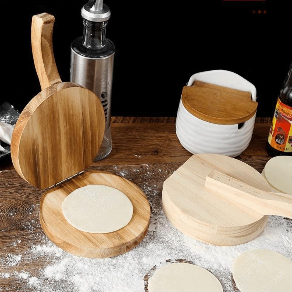Round Dumpling Wrapper Maker Manual Bun Skin Press Mold Wooden Dumpling Skin Presser Ravioli