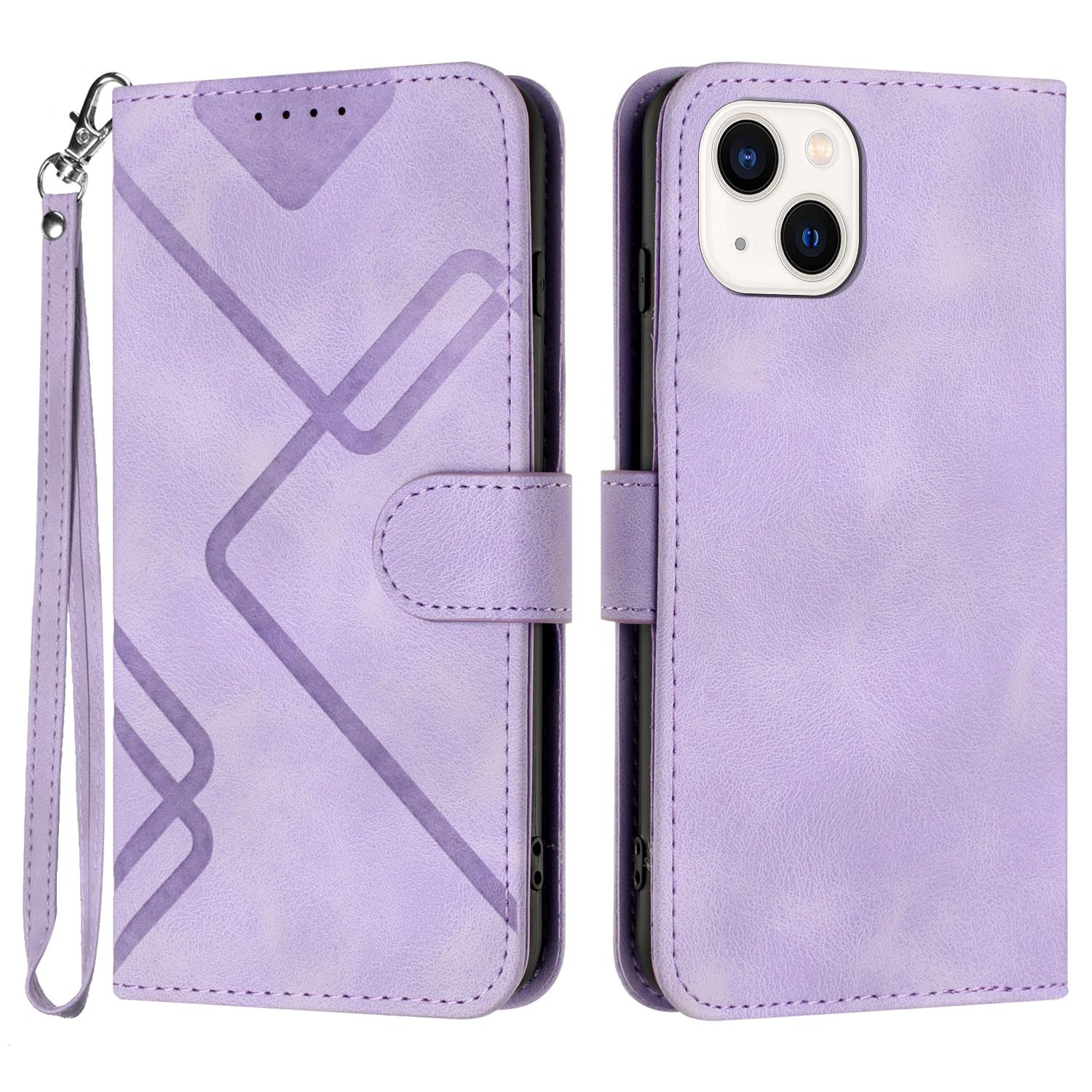 

YX0040 For iPhone 15 Imprinted Leather Stand Wallet Case Shockproof Mobile Phone Cover Purple