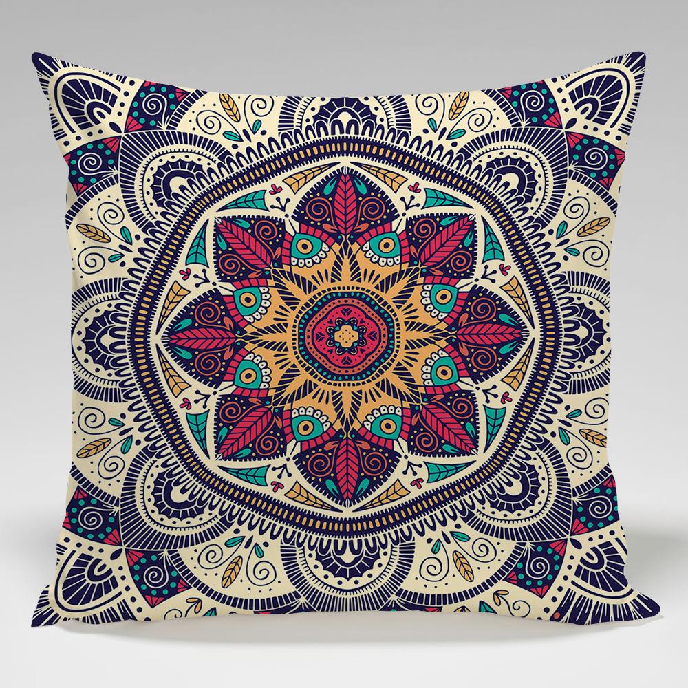 Mandala Geometric Pattern Throw Pillow Cover With Short Plush Print For Living Room Sofa Decoration Cushion Cover Pillow Covers