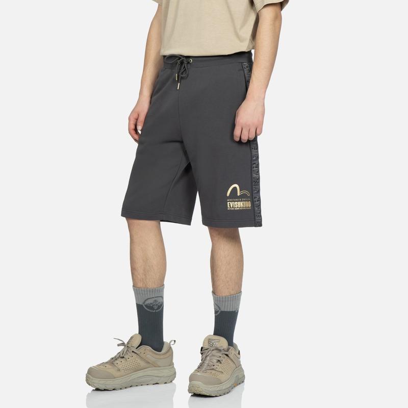 Evisu Logo Letter Print Side Stripe Sports Straight Leg Five-Point Shorts Men shorts 2ESGNM3ST422XXCT